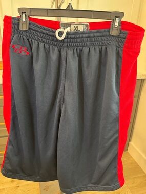 Men's Athletic Shorts in Navy with Red Side Panels